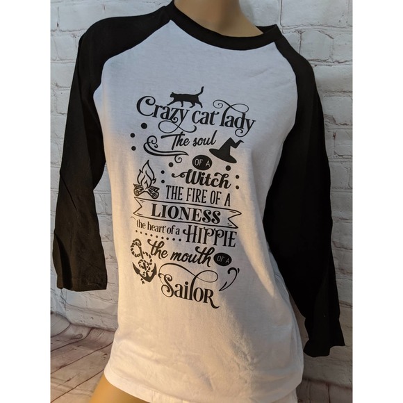 New CRAZY‎ CAT LADY baseball shirt - Picture 2 of 3